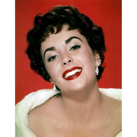 Elizabeth Taylor White Modern Wood Framed Art Print by Hollywood Photo Archive