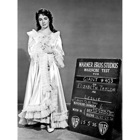 Wardrobe Test - Giant - Elizabeth Taylor Gold Ornate Wood Framed Art Print with Double Matting by Hollywood Photo Archive