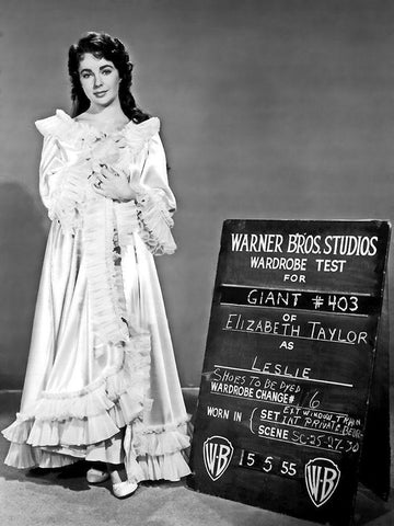 Wardrobe Test - Giant - Elizabeth Taylor Black Ornate Wood Framed Art Print with Double Matting by Hollywood Photo Archive