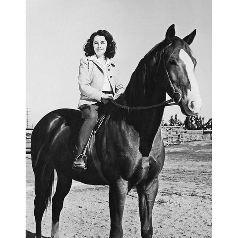 National Velvet - Elizabeth Taylor Black Modern Wood Framed Art Print with Double Matting by Hollywood Photo Archive