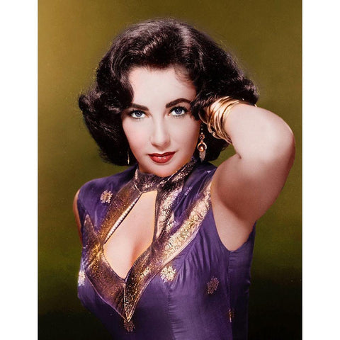 Elizabeth Taylor Black Modern Wood Framed Art Print with Double Matting by Hollywood Photo Archive