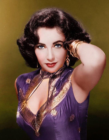 Elizabeth Taylor Black Ornate Wood Framed Art Print with Double Matting by Hollywood Photo Archive