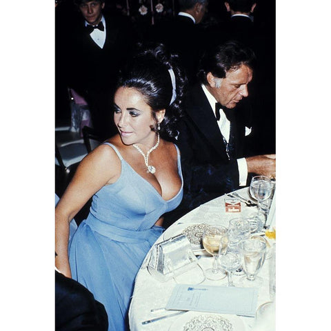 Elizabeth Taylor and Richard Burton at the Oscars White Modern Wood Framed Art Print by Hollywood Photo Archive