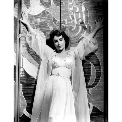 Elizabeth Taylor Gold Ornate Wood Framed Art Print with Double Matting by Hollywood Photo Archive