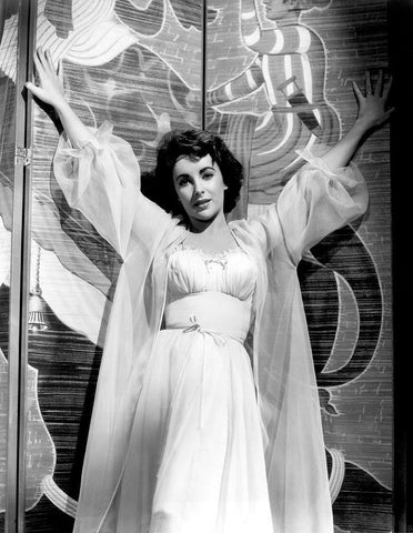 Elizabeth Taylor White Modern Wood Framed Art Print with Double Matting by Hollywood Photo Archive