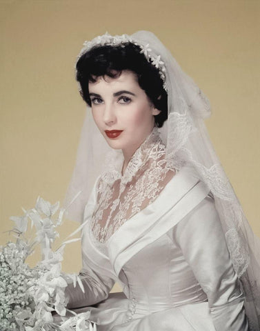 Elizabeth Taylor - Father of the Bride Dress White Modern Wood Framed Art Print with Double Matting by Hollywood Photo Archive