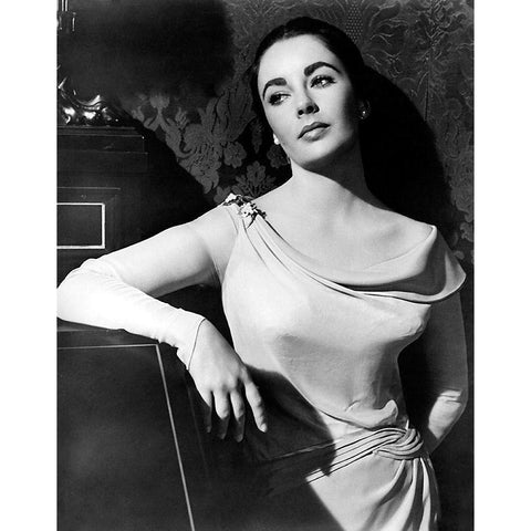 Elizabeth Taylor Black Modern Wood Framed Art Print with Double Matting by Hollywood Photo Archive