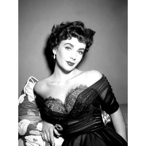 Elizabeth Taylor White Modern Wood Framed Art Print by Hollywood Photo Archive