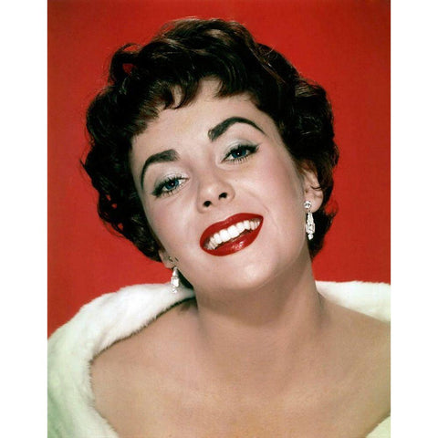 Elizabeth Taylor White Modern Wood Framed Art Print by Hollywood Photo Archive