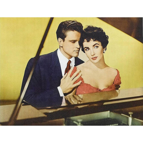 Elizabeth Taylor Black Modern Wood Framed Art Print with Double Matting by Hollywood Photo Archive