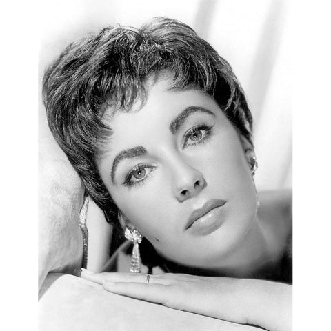 Elizabeth Taylor Black Modern Wood Framed Art Print with Double Matting by Hollywood Photo Archive