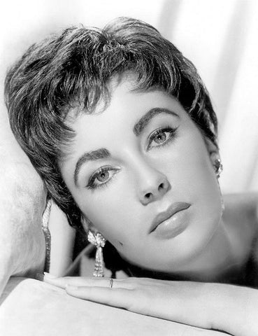 Elizabeth Taylor White Modern Wood Framed Art Print with Double Matting by Hollywood Photo Archive