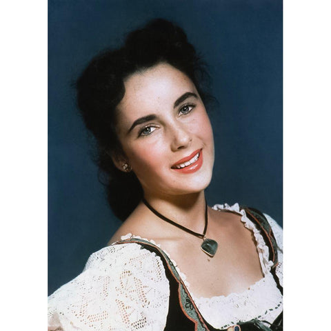 Elizabeth Taylor Black Modern Wood Framed Art Print with Double Matting by Hollywood Photo Archive