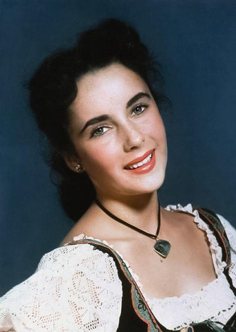 Elizabeth Taylor White Modern Wood Framed Art Print with Double Matting by Hollywood Photo Archive