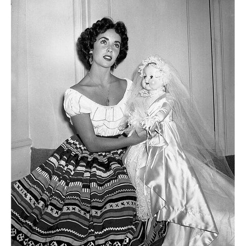 Elizabeth Taylor White Modern Wood Framed Art Print by Hollywood Photo Archive