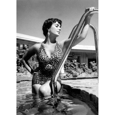 Elizabeth Taylor Black Modern Wood Framed Art Print with Double Matting by Hollywood Photo Archive