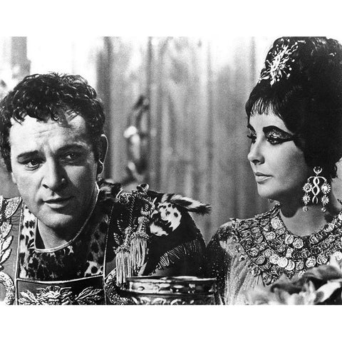 Elizabeth Taylor and Richard Burton in Cleopatra Black Modern Wood Framed Art Print with Double Matting by Hollywood Photo Archive