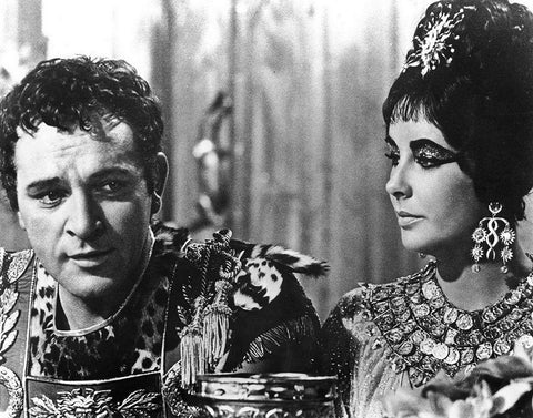 Elizabeth Taylor and Richard Burton in Cleopatra Black Ornate Wood Framed Art Print with Double Matting by Hollywood Photo Archive