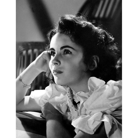 Elizabeth Taylor White Modern Wood Framed Art Print by Hollywood Photo Archive