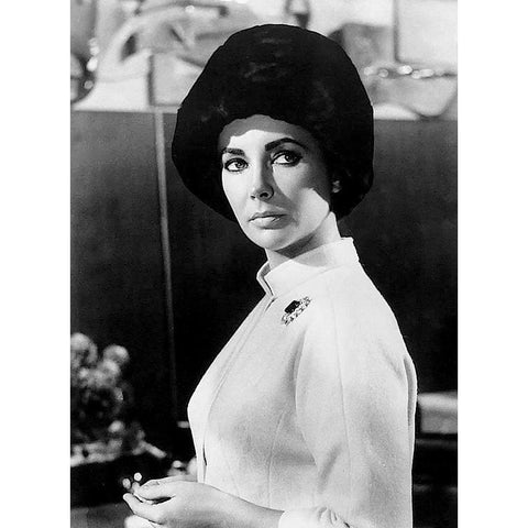 Elizabeth Taylor Black Modern Wood Framed Art Print with Double Matting by Hollywood Photo Archive