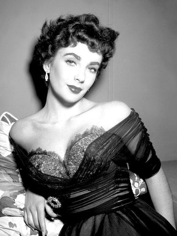 Elizabeth Taylor White Modern Wood Framed Art Print with Double Matting by Hollywood Photo Archive