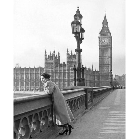 Elizabeth Taylor in London Black Modern Wood Framed Art Print with Double Matting by Hollywood Photo Archive