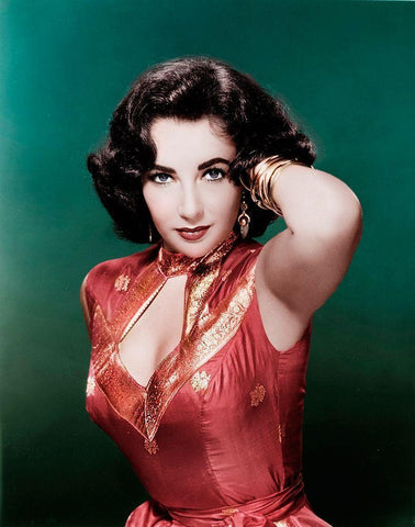 Elizabeth Taylor White Modern Wood Framed Art Print with Double Matting by Hollywood Photo Archive