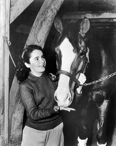 National Velvet - Elizabeth Taylor Black Ornate Wood Framed Art Print with Double Matting by Hollywood Photo Archive