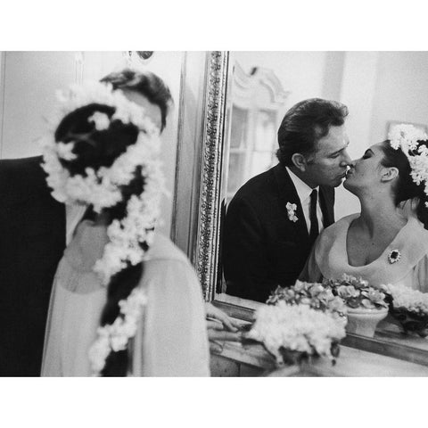 Elizabeth Taylor and Richard Burton in 1964 Black Modern Wood Framed Art Print with Double Matting by Hollywood Photo Archive