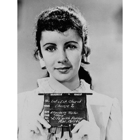 Wardrobe Test - Life With Father - Elizabeth Taylor Black Modern Wood Framed Art Print with Double Matting by Hollywood Photo Archive