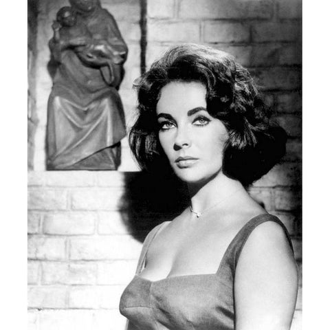 Elizabeth Taylor Black Modern Wood Framed Art Print with Double Matting by Hollywood Photo Archive