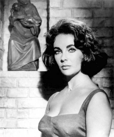 Elizabeth Taylor Black Ornate Wood Framed Art Print with Double Matting by Hollywood Photo Archive