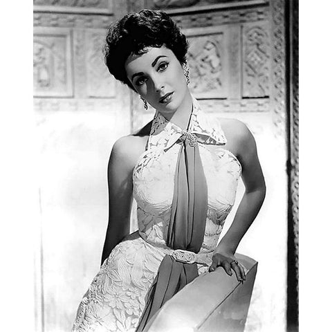 Elizabeth Taylor White Modern Wood Framed Art Print by Hollywood Photo Archive