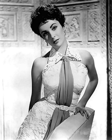 Elizabeth Taylor White Modern Wood Framed Art Print with Double Matting by Hollywood Photo Archive