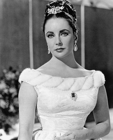 Elizabeth Taylor White Modern Wood Framed Art Print with Double Matting by Hollywood Photo Archive