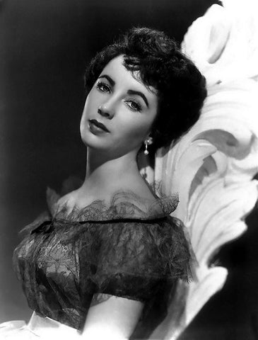 Elizabeth Taylor Black Ornate Wood Framed Art Print with Double Matting by Hollywood Photo Archive