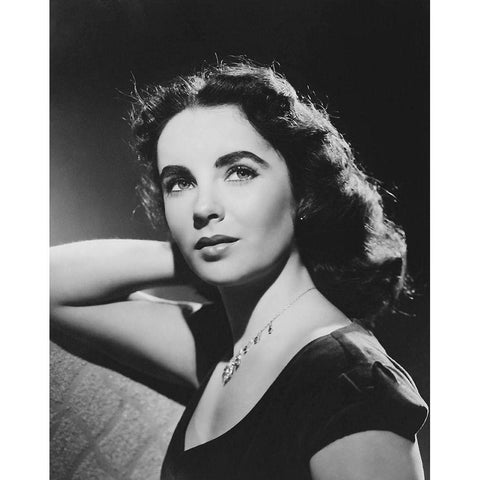 Elizabeth Taylor White Modern Wood Framed Art Print by Hollywood Photo Archive