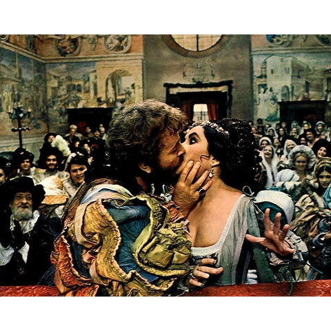 The Taming of the Shrew - Elizabeth Taylor and Richard Burton Gold Ornate Wood Framed Art Print with Double Matting by Hollywood Photo Archive