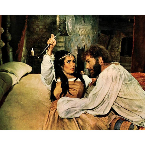 The Taming of the Shrew - Elizabeth Taylor and Richard Burton White Modern Wood Framed Art Print by Hollywood Photo Archive