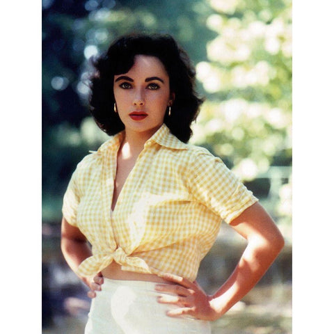 Elizabeth Taylor Black Modern Wood Framed Art Print with Double Matting by Hollywood Photo Archive