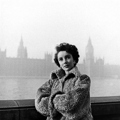 Elizabeth Taylor in London Gold Ornate Wood Framed Art Print with Double Matting by Hollywood Photo Archive