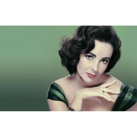 Elizabeth Taylor Black Modern Wood Framed Art Print with Double Matting by Hollywood Photo Archive