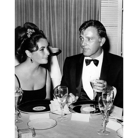 Elizabeth Taylor and Richard Burton Gold Ornate Wood Framed Art Print with Double Matting by Hollywood Photo Archive