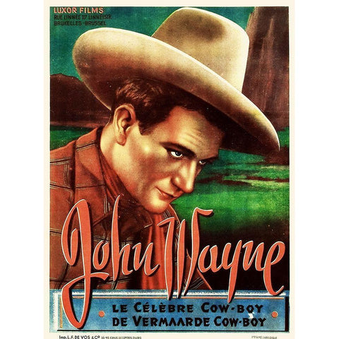 Dutch - John Wayne the Celebrated Cowboy White Modern Wood Framed Art Print by Hollywood Photo Archive