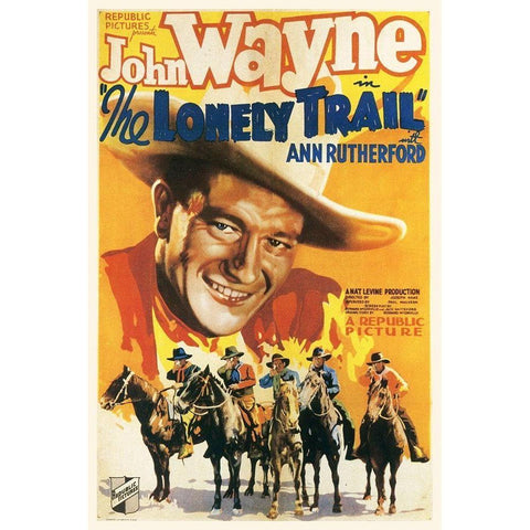 The Lonely Trail with John Wayne and Ann Rutherford White Modern Wood Framed Art Print by Hollywood Photo Archive