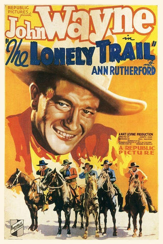 The Lonely Trail with John Wayne and Ann Rutherford White Modern Wood Framed Art Print with Double Matting by Hollywood Photo Archive