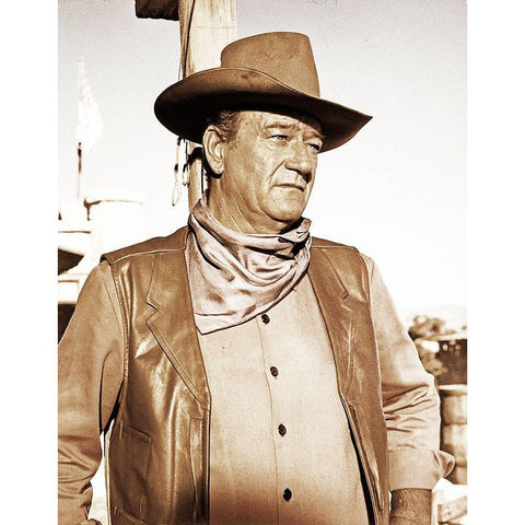 John Wayne White Modern Wood Framed Art Print by Hollywood Photo Archive