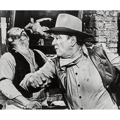 John Wayne Black Modern Wood Framed Art Print with Double Matting by Hollywood Photo Archive