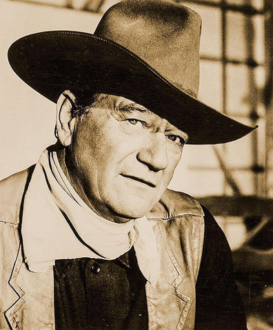 John Wayne Black Ornate Wood Framed Art Print with Double Matting by Hollywood Photo Archive