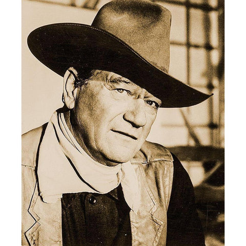 John Wayne White Modern Wood Framed Art Print by Hollywood Photo Archive